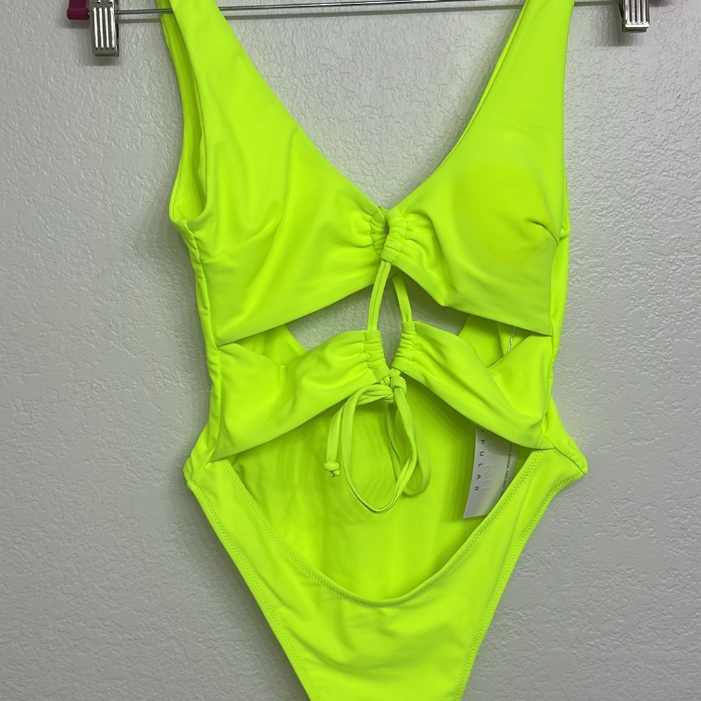 Neon Yellow Cut Out Swimsuit Size Medium Women’s